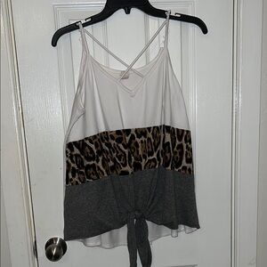 Cynthia Steffe White and Brown Tie Front Camisole